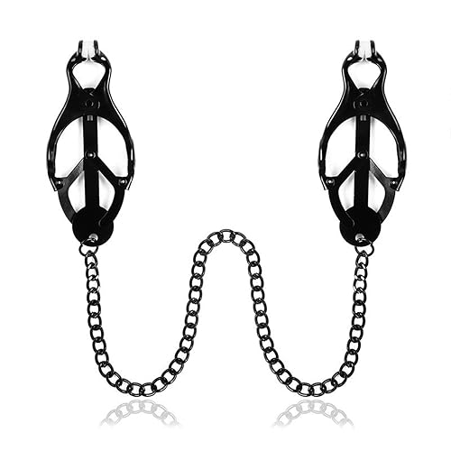 Body Chain Body Clamps with Chain Stainless Steel Body Clip Body Ring Body Clamps Body Clip Non-Piercing Chain Non Piercing Body Jewelry for Women Men - Black
