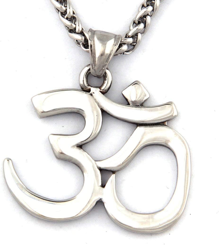 Stainless Steel Aum Om Pendant Necklace Yoga Hindu Spiritual Amulet Charm Jewelry Accessory Men women