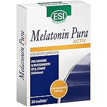 ESI – Melatonin Pura Activ, Integratore Alimentare in Ovalette a base di Melatonina e Valeriana, Favorisce il Sonno e Contrasta lo Stress, Senza Glutine e Vegan, 30 Ovalette