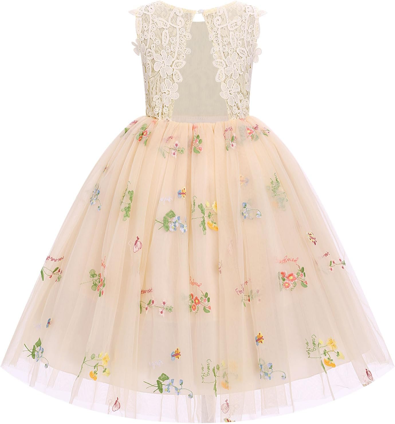 Flower Girl Dress Sleeveless Floral Tulle Dress for Girls Princess Bridesmaid Dresses for Wedding Party Birthday