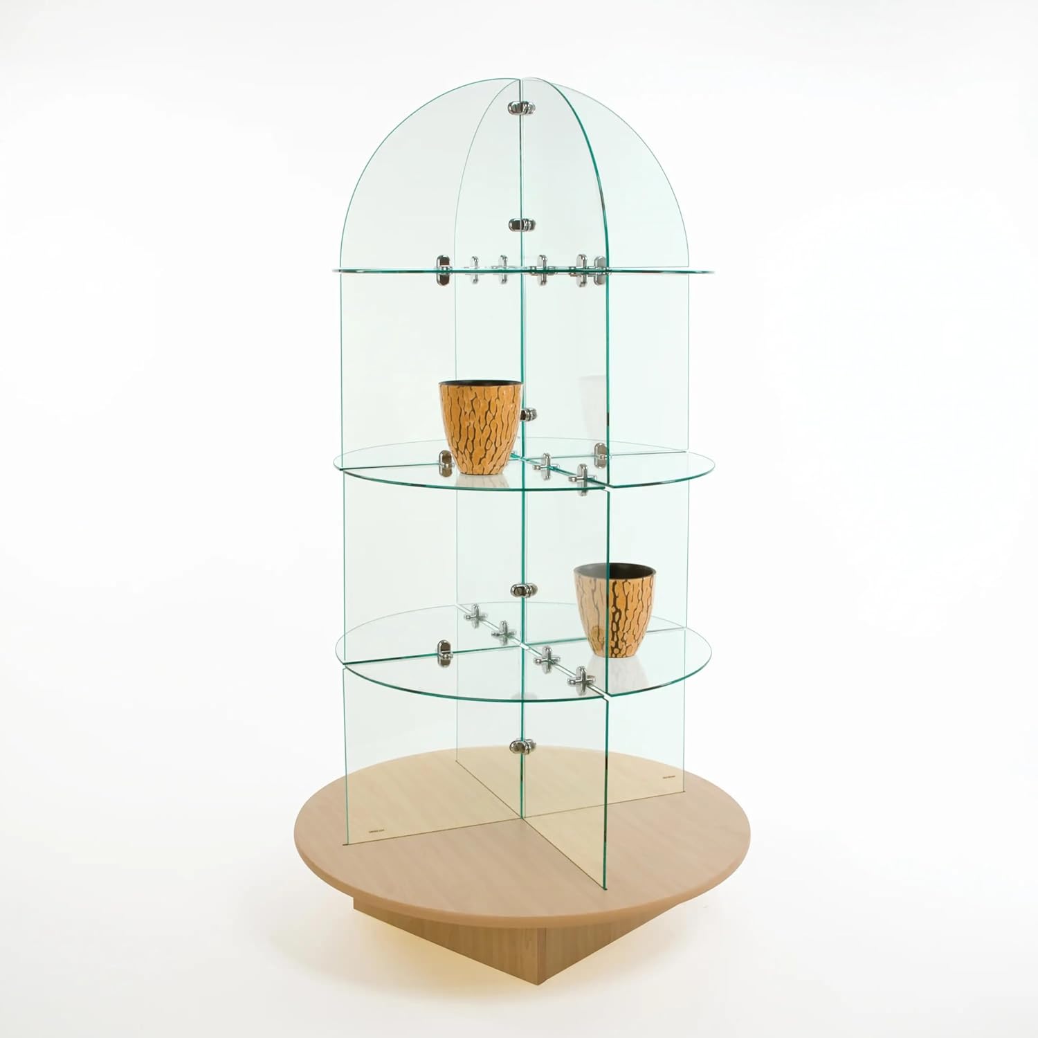 Econoco WDGLRDMP Glass Merchandiser with Round Base