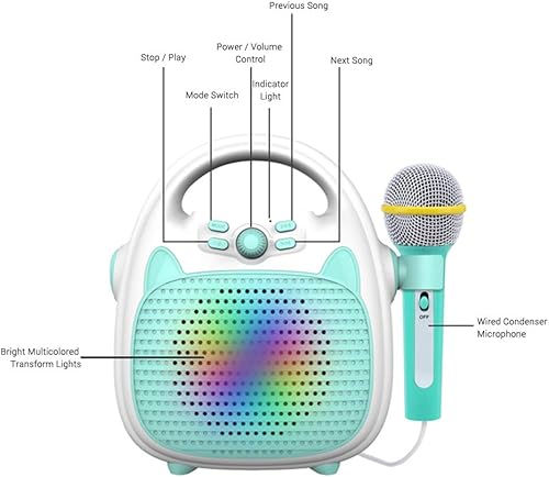 Miniatura 9 de JINGFENG Máquina de karaoke recargable portátil con micrófono BTtarjeta de memorialuces de conectividad USB para niños y niñas