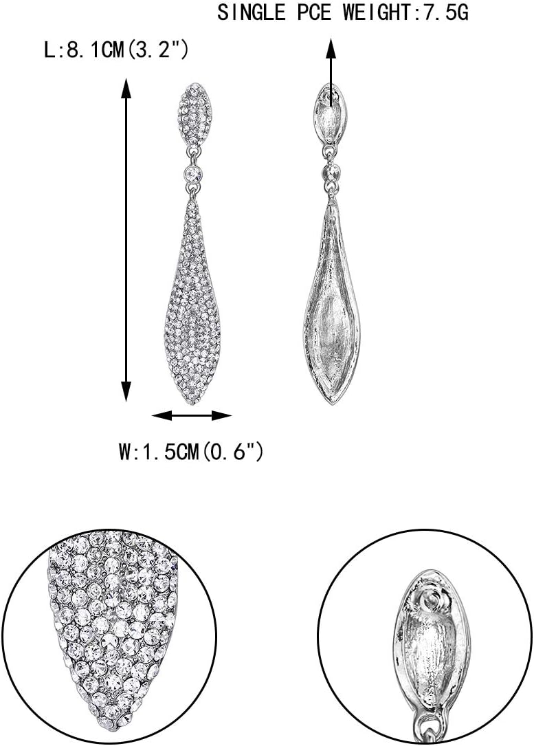 EVER FAITH Austrian Crystal Wedding Prom Jewelry Double Waterdrop Bridal Party Pierced Dangle Earrings for Women - Image 4