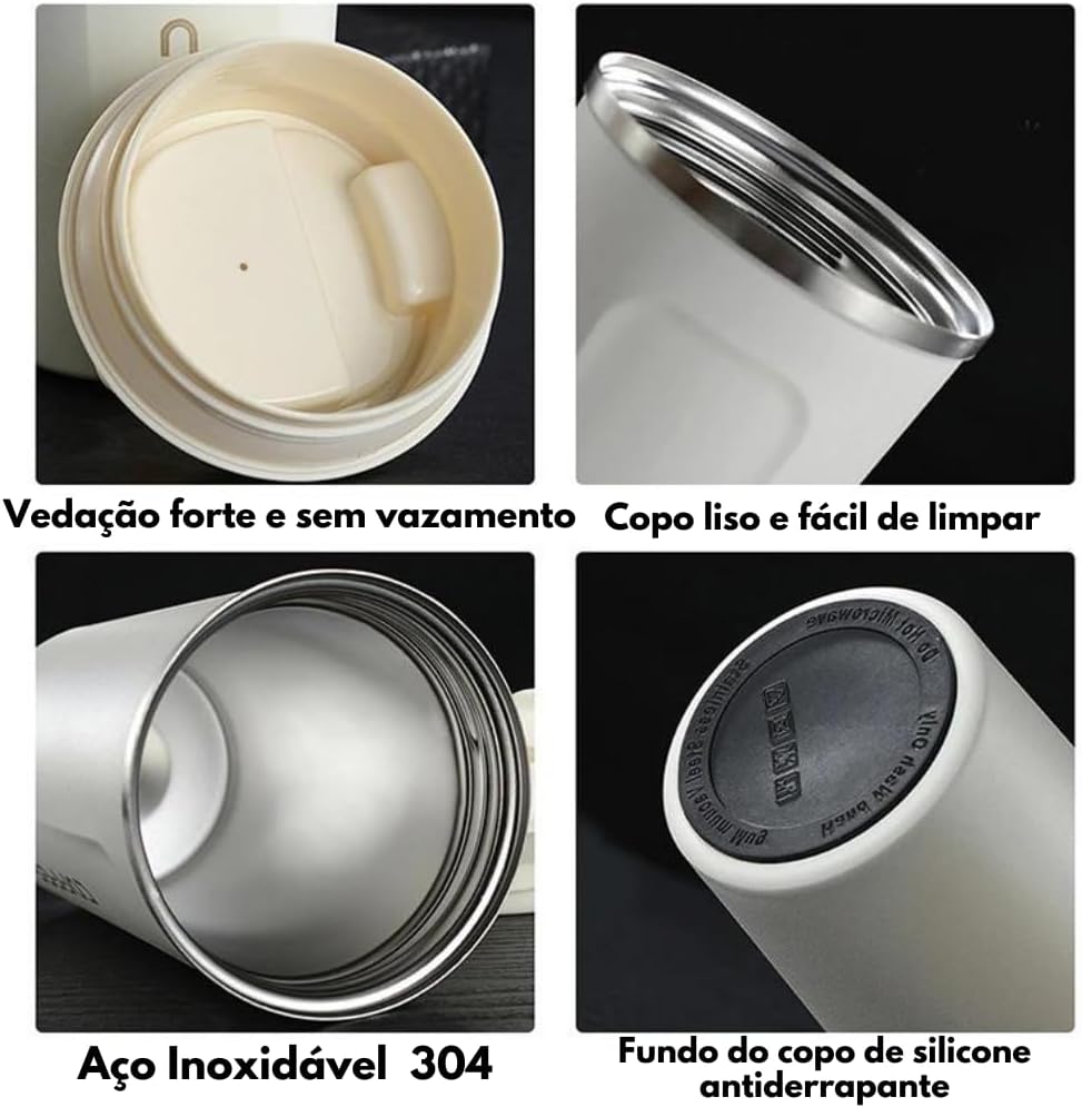 Copo Térmico Cafe Cerveja Com Tampa Aço Inoxidável Anti-vazamento 500ml Cor:Preto Copo Térmico Cafe Cerveja Com Tampa Aço Inoxidável Anti-vazamento 500ml Cor:Preto