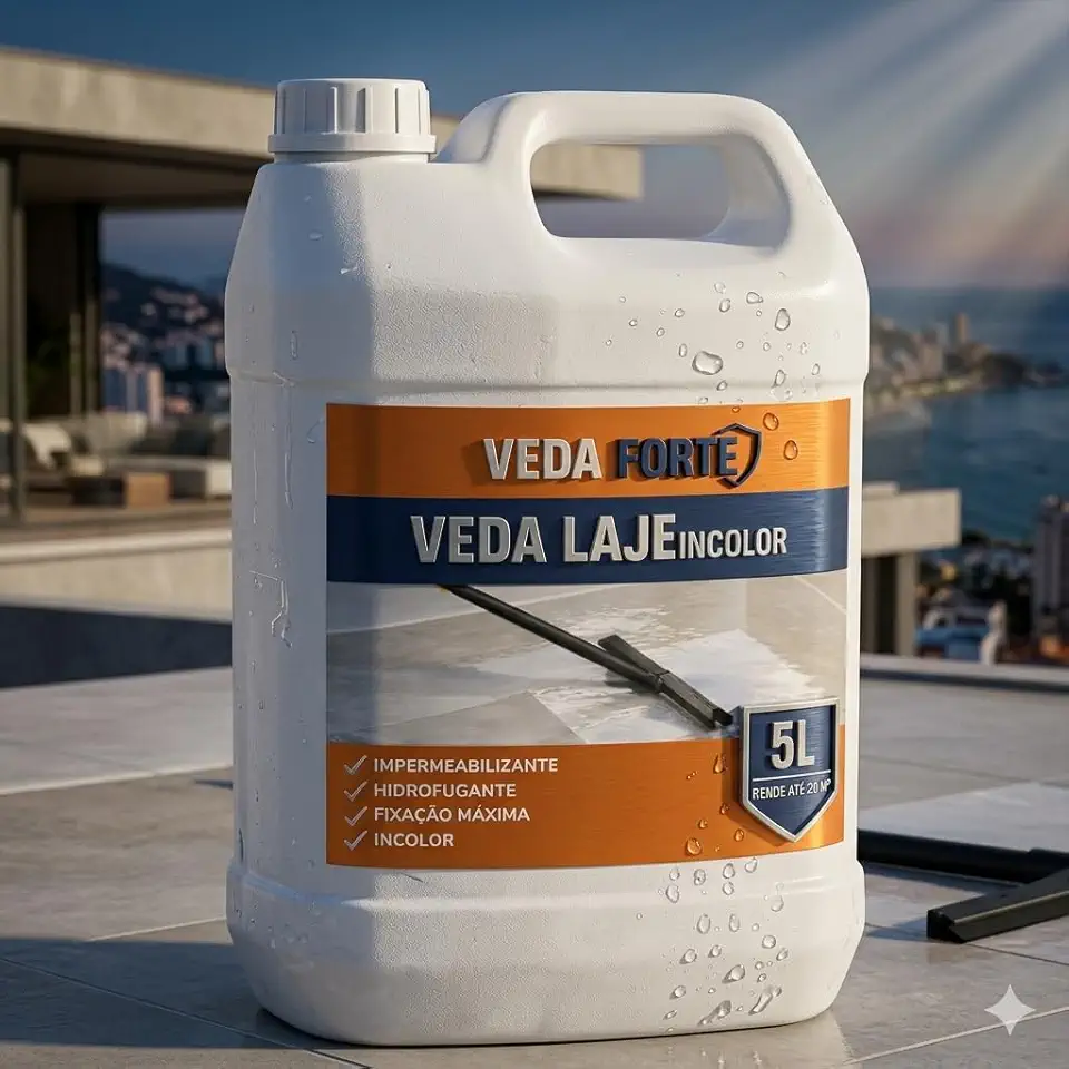 Veda Forte Impermeabilizante Acrílico Incolor para Lajes, Hidrofugante com Nanotecnologia, Secagem Ultrarrápida, Ação Antifúngica, 5L