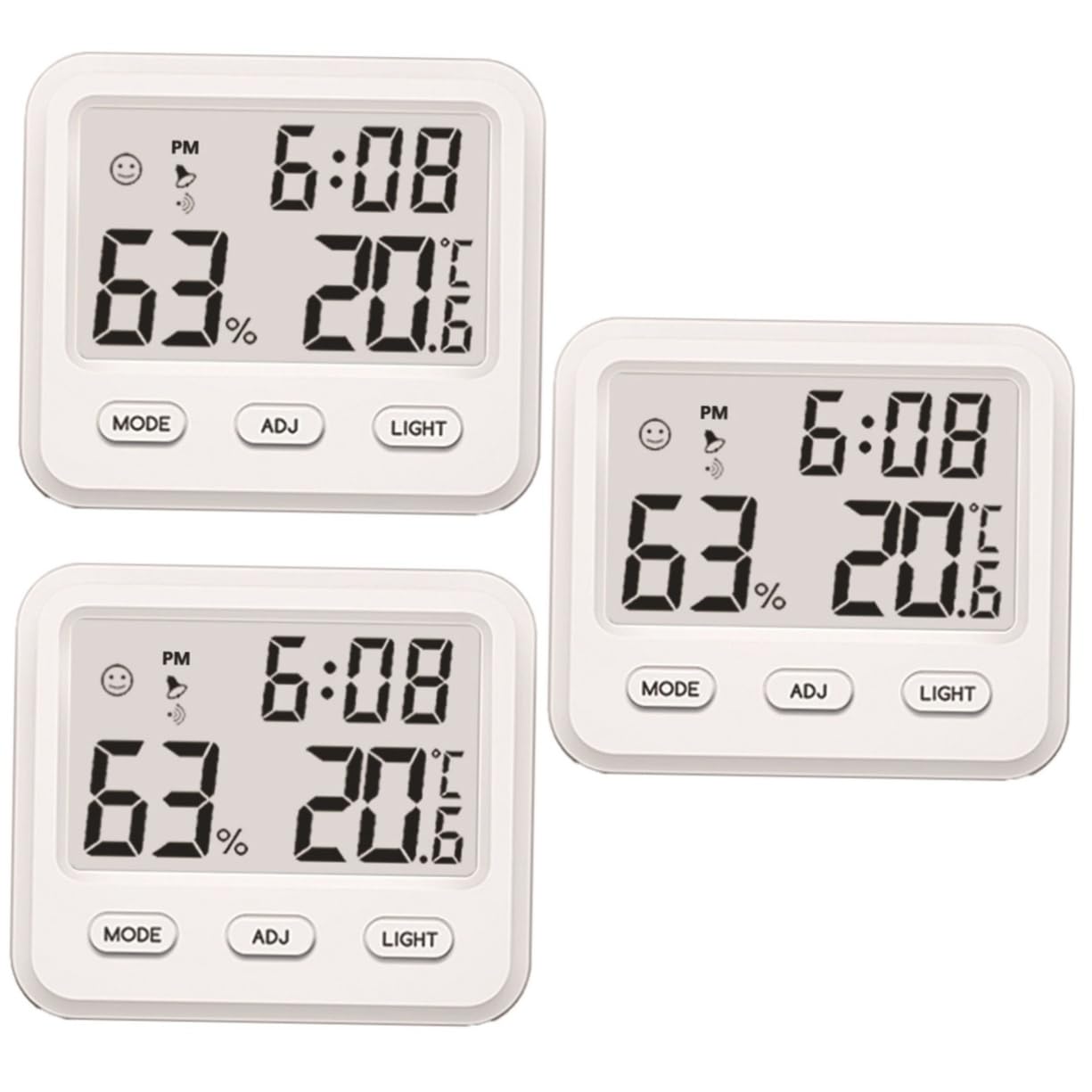 Happyyami 3 Stück Innen Hygrometer Kabelloses Thermometer Heim Hygrometer Innen Thermometer Heim Weiß