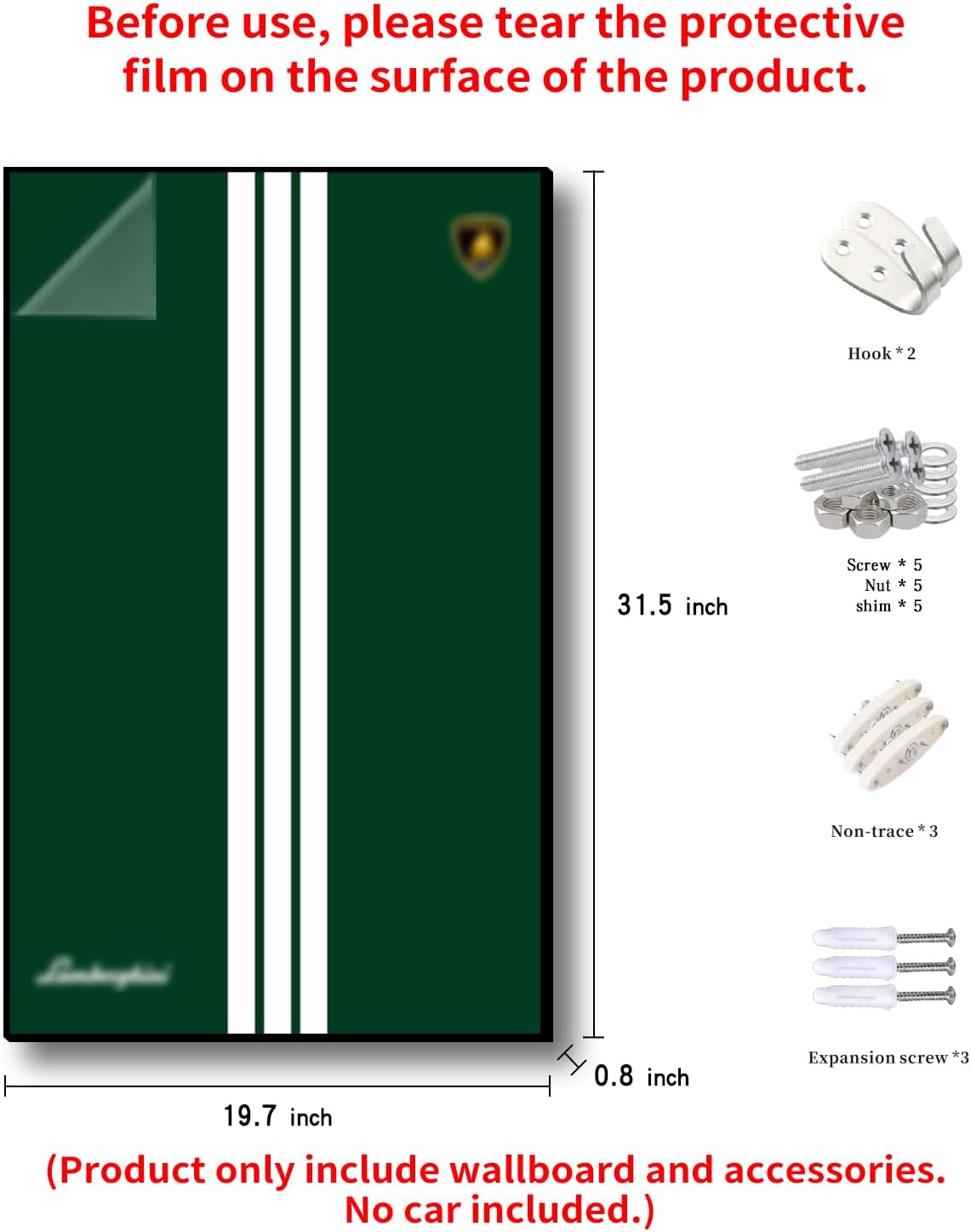 iLuane Display Wallboard for LEGO Technic Lamborghini Sián FKP 37 42115 Building Set, Adult Collectibles Wall Mount, Home or Office Décor, Pinstriped (No Car Included)