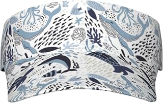 Turtle Octopus Pattern Ocean Theme Printed Adult Sunscreen Visor Cap Lightweight and Breathable Adult Sun Visor Empty top hat Versatile Outdoor hat Black