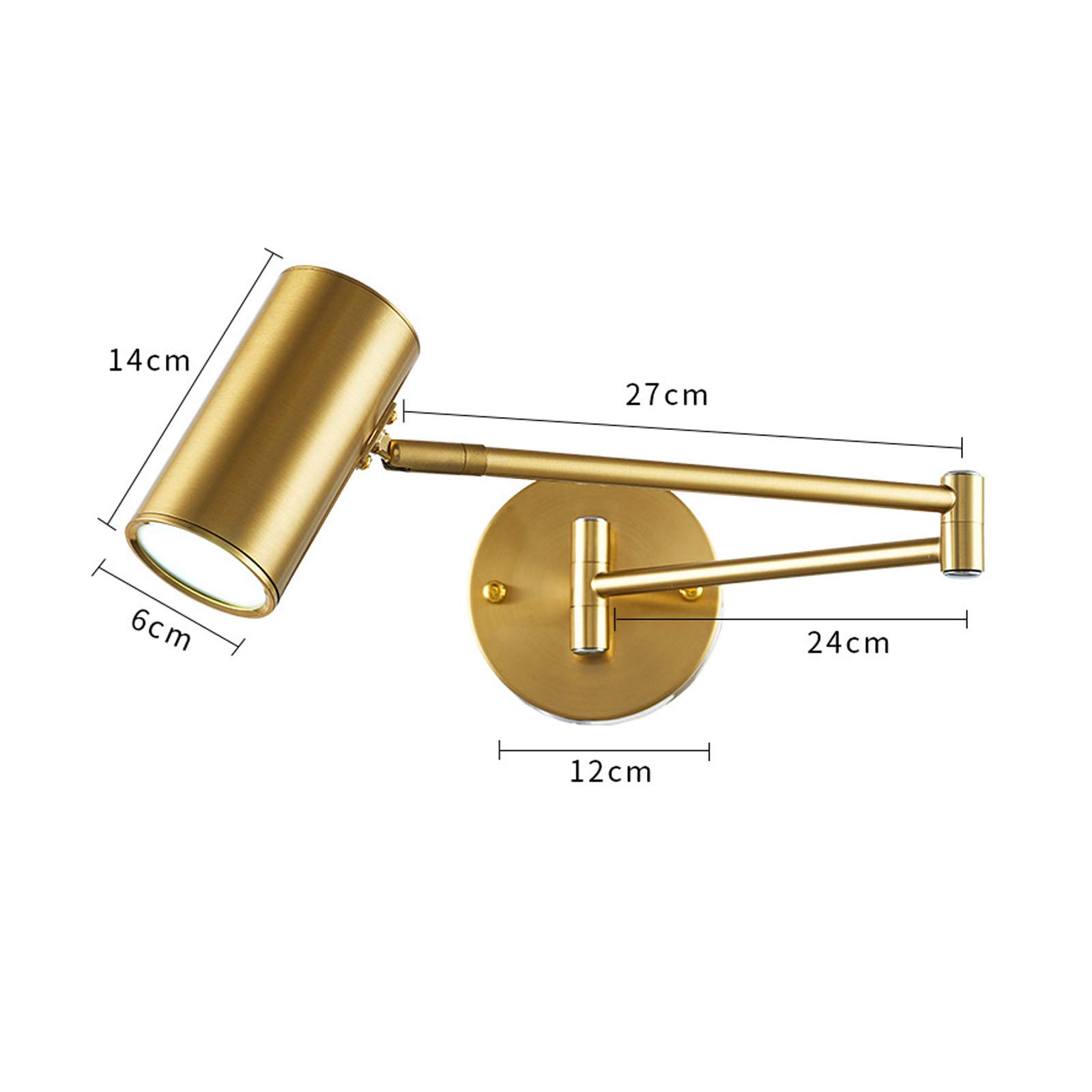 WXKAGF Lámpara de Pared Luz de Pared Interior Estilo Moderno Diseño Dormitorio LED Lectura de cabecera Lámparas de Pared de Yeso Dirección Ajustable Lámpara de Hierro Cuerpo Dorado Sala de Estar