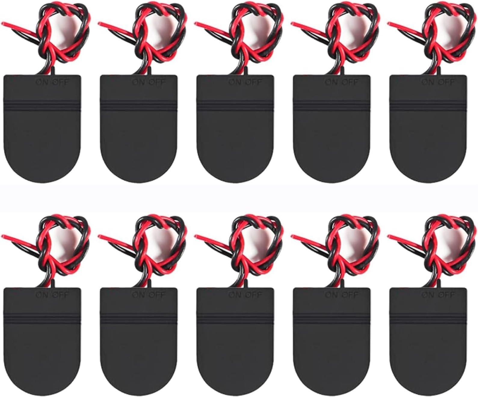10pcs CR2032 Battery Holder 1x 3V Coin Cell Battery Socket Holder Case Box with Wire Lead ON-OFF Switch (Black)