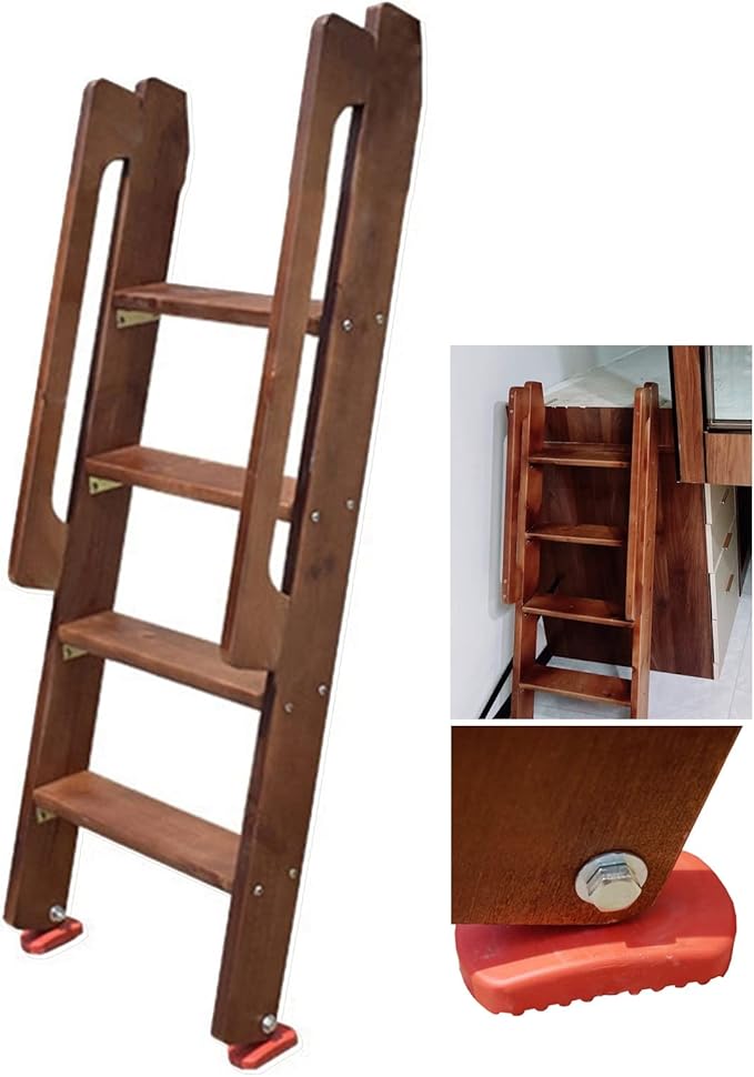 Farmhouse Vintage Bunk Bed Ladder, Heavy Duty Solid Wood Camper Rv Bunk Ladder with