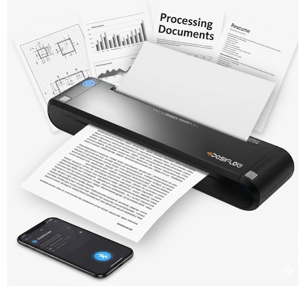 PSF-8200 Portable A4 Thermal Printer | Inkless Mini Wireless Printer with Bluetooth & USB | Rechargeable, Compact & Smudge-Free Printing for Documents, Billing & Travel – Black-image-16