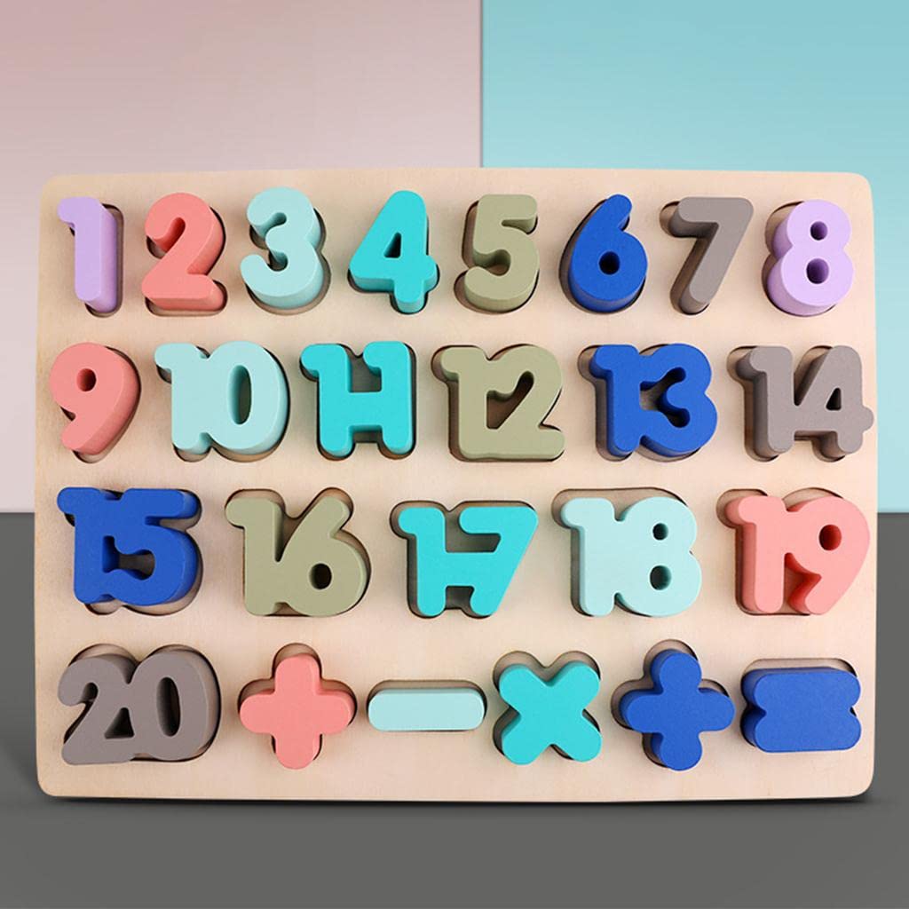 Gralara Puzzle Bloques de Madera Tablero Juego Educativo Apilable para Bebés Niños Desarrollo Motricidad Fina Aprendizaje Temprano Coordinación Man, Número 1-20