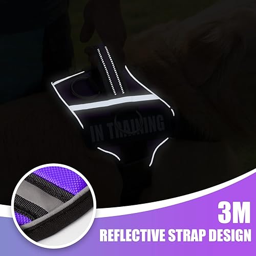 Miniatura 6 de Arnés reflectante para perro, arnés antideslizante sin tirones para perro con 8 parches para perros, arnés ajustable en servicio de entrenamiento