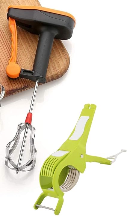 LEAWALL Hand Blender and Beater + Vegetable Cutter | Milk Lassi Maker | Egg Beater | Mixer | Shaker (Colour Assorted)