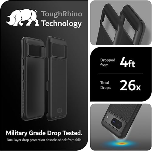 Vista 48 de TUDIA MergeGrip - Funda para Google Pixel 7a 2023, [probada en caídas de grado militar] borde elevado para protección de pantalla y cámara, doble