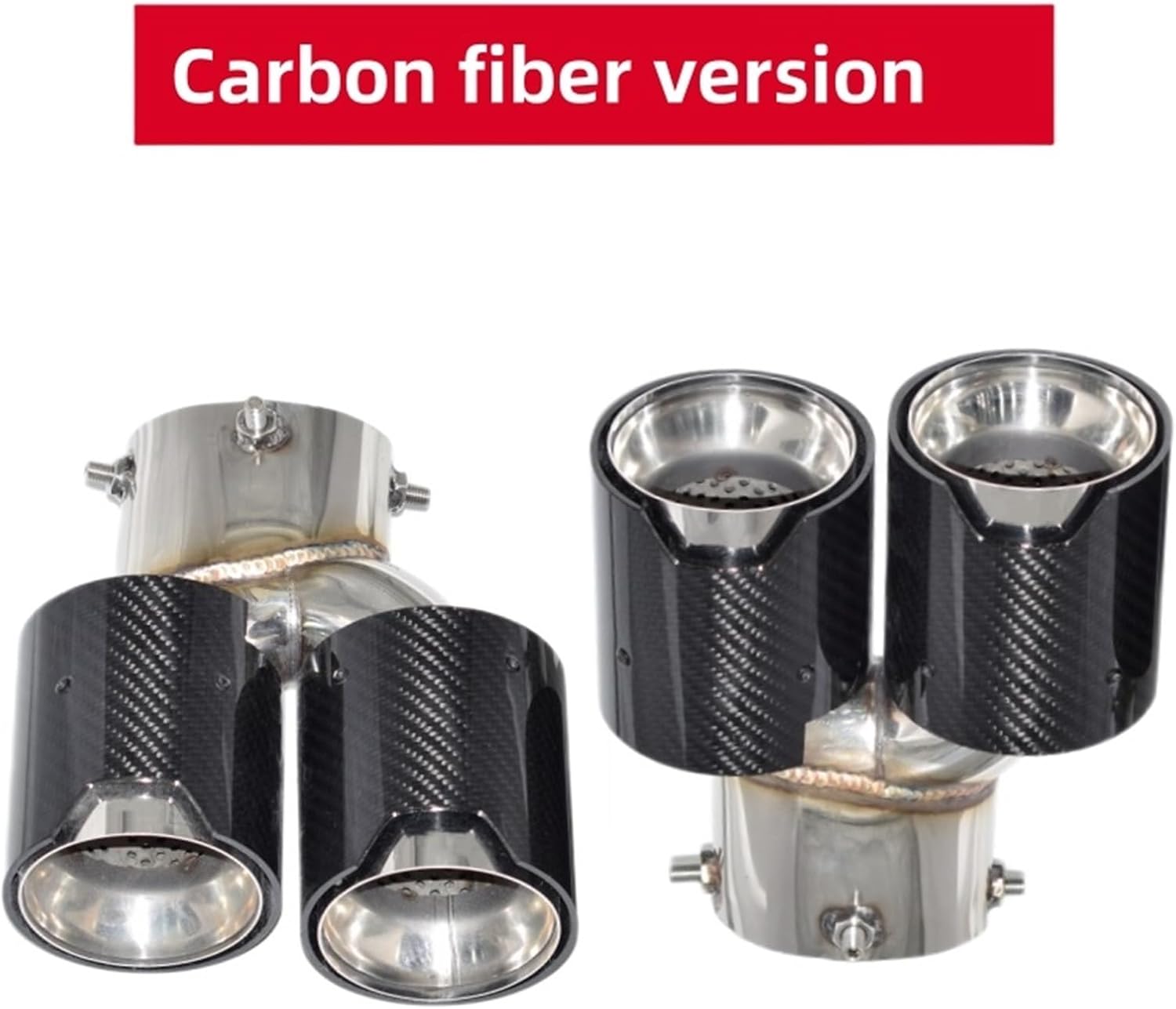 Compatible with BMW 2021 2022 2023 G23 M440i G20 G21 M340i G42 M240i Blue Plating 4 Outlet Carbon Fiber Exhaust Head(Silver)