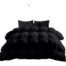 Premium Quality - Oversized Full Size 82" x 86" Inches, 3pc Pinch Comforter Set - Ultra-Soft - All-Season Down Duvet Insert 500 GSM 800 Thread Count 100% Egyptian Cotton Cover - Black Solid