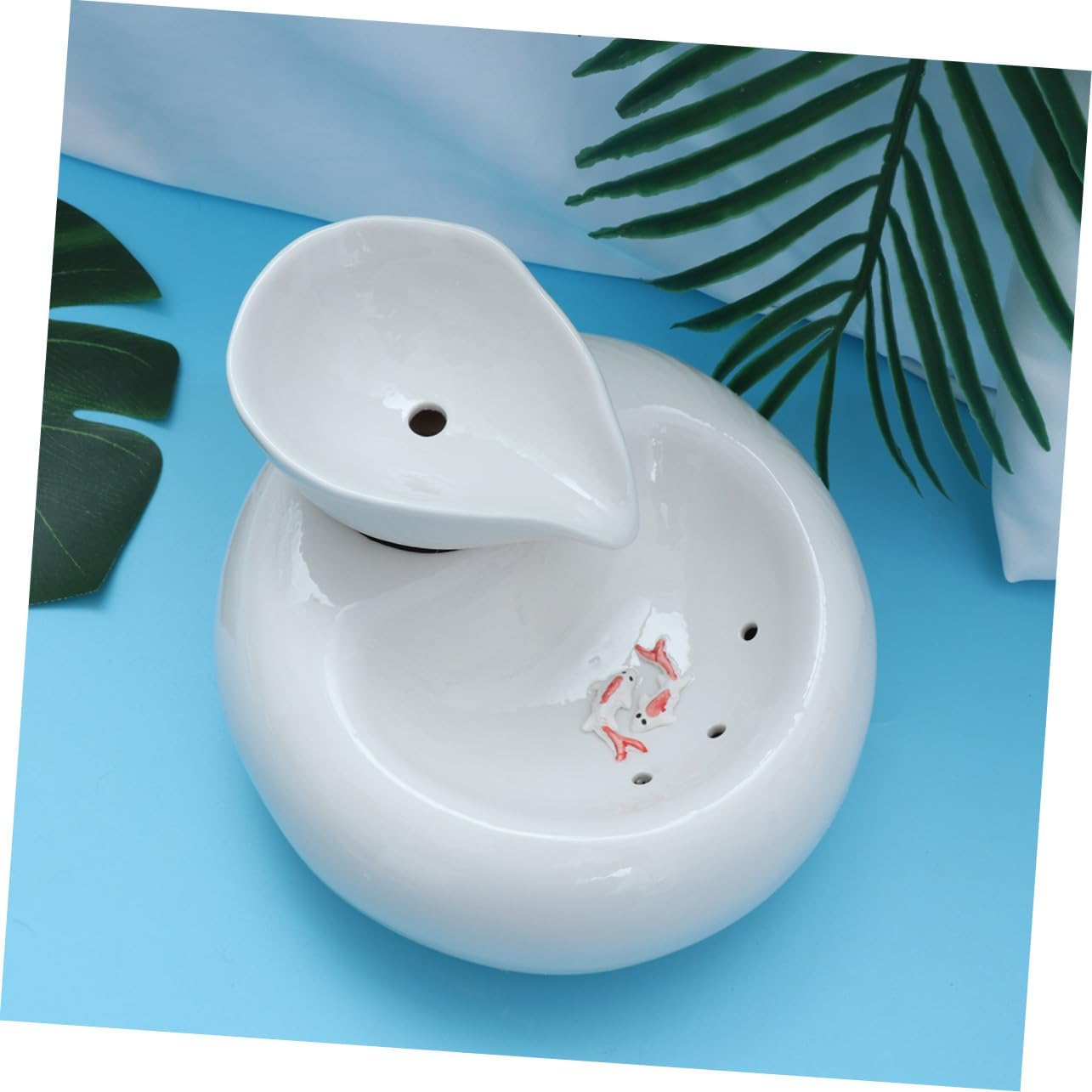 Ceramic Pet Water Dispenser Automatic Circulating Filtration Fountain for Cats and Dogs White with US Plug Silent Pump Anti-Spill Design Promotes Hydration and Urinary Health