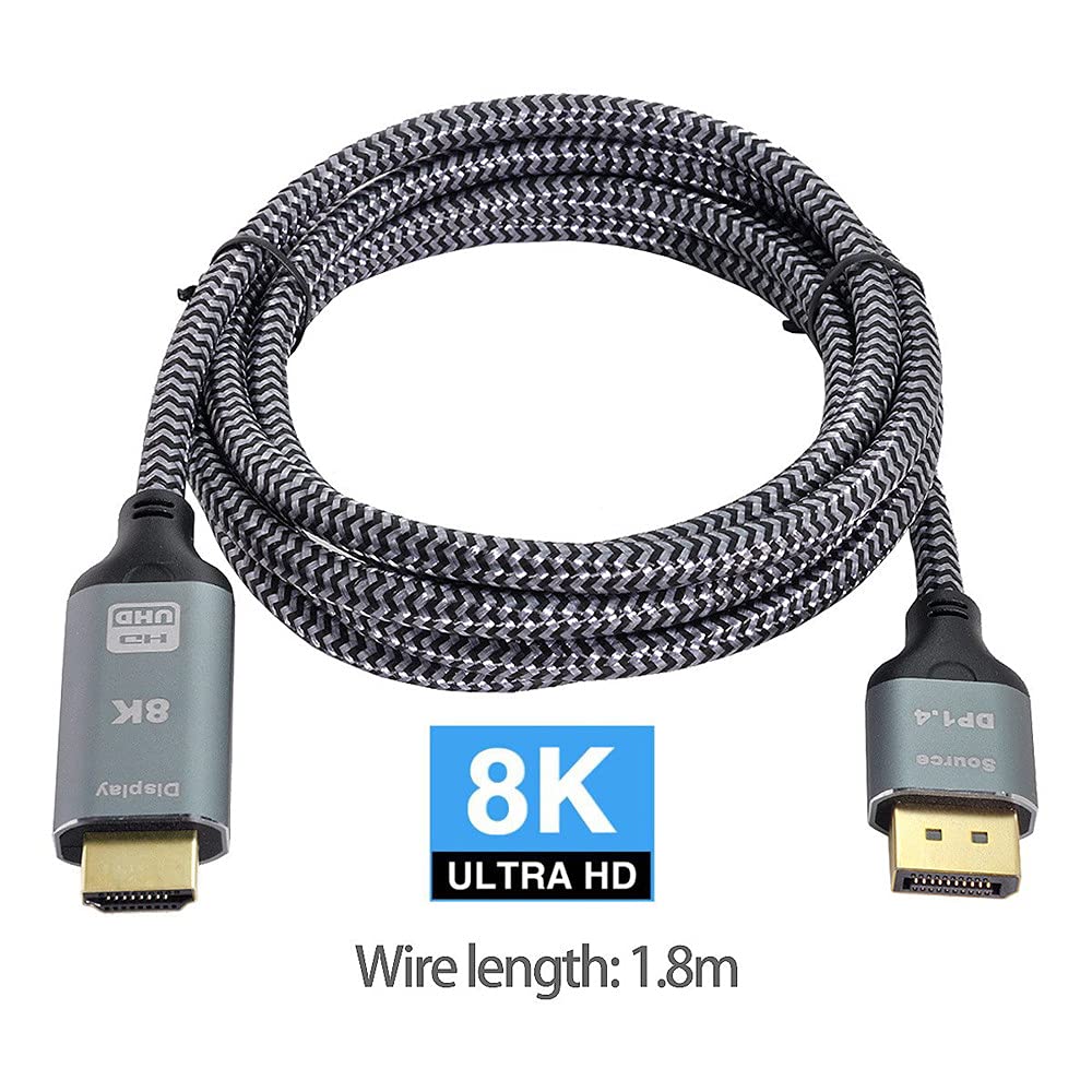 xiwai DisplayPort 1.4 Fuente a HDMI 2.0 Pantalla 8K UHD 4K DP a HDMI macho Monitor Cable Conector 1.8m 6ft