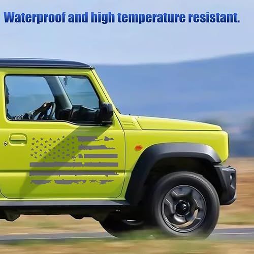 Miniatura 4 de Calcomanía de bandera estadounidense envejecida de 23.6 x 11.8 pulgadas para puerta de automóvil, calcomanía patriótica gráfica de la bandera de