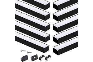 Muzata 10Pack 6.6FT/2M Plus-Size Waterproof LED Channel System for 16mm LED Strip...