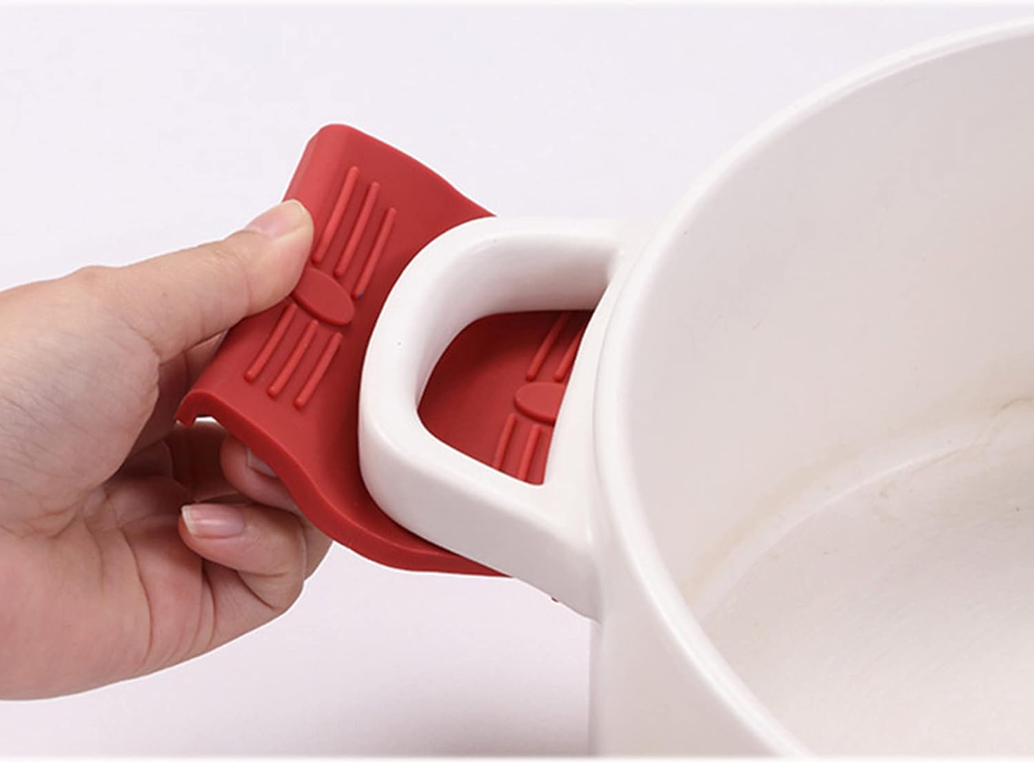8 Pieces Silicone Hot Tool Holder Heat Resistant Potholder Cookware Handle Non Slip Rubber Pot Holders Handles Grip Covers for Cast Iron Skillet Silicone Cooking Kitchen Suits (Red)