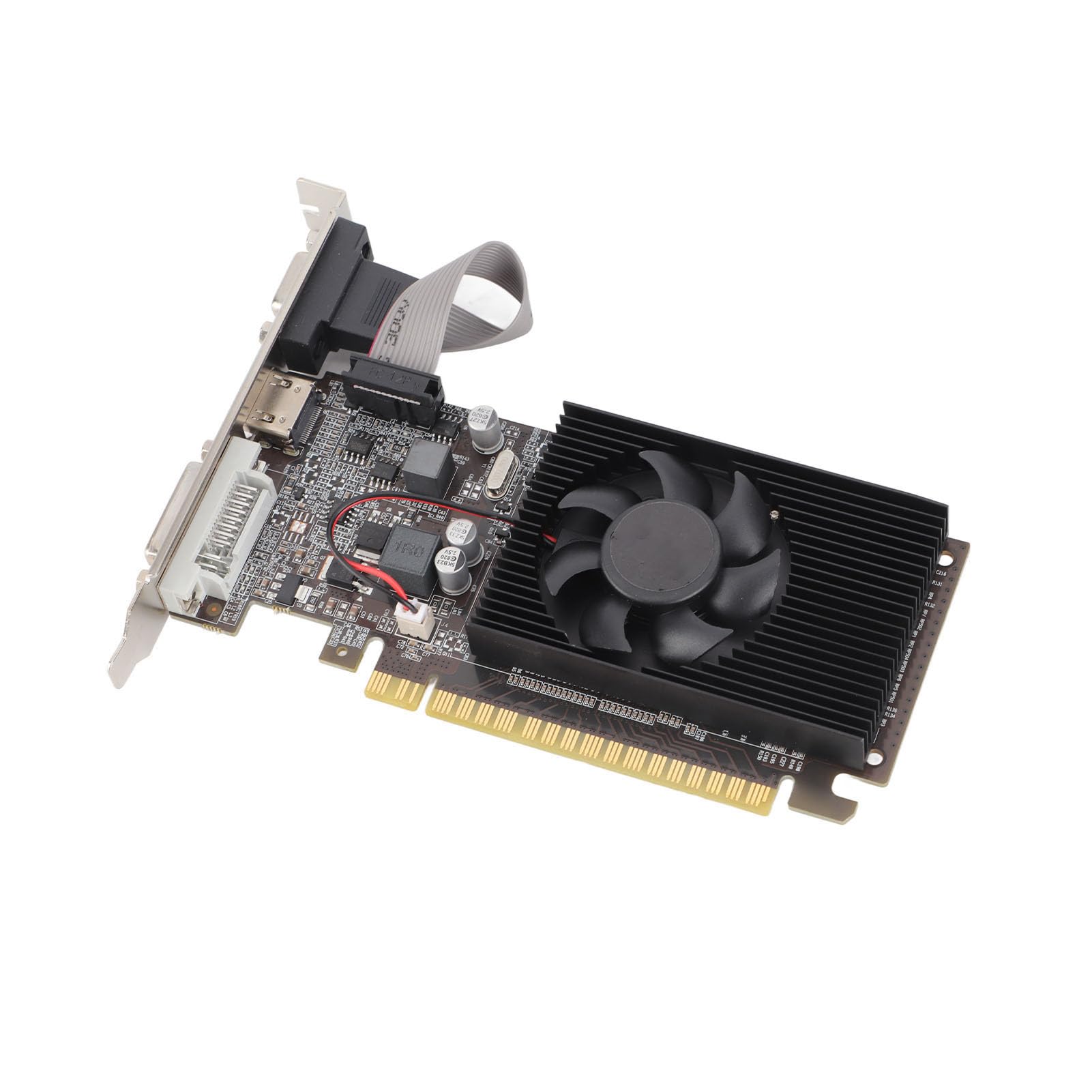 Mtlavishness Graphics Card GT610 1GB DDR3 with Silent Cooling Fan PCIe 2.0 X16 Interface Support DVI VGA HDMI Outputs for Gaming PC Build PC SFF and