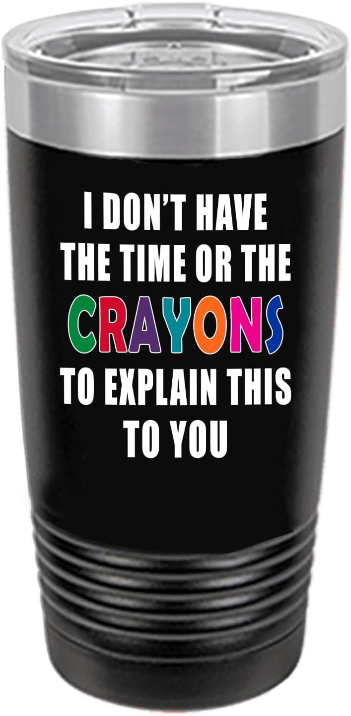 Rogue River Tactical Funny Crayons Large 20 Ounce Travel Tumbler Mug Cup w/Lid Sarcastic Great Gag Gift For Him or Her