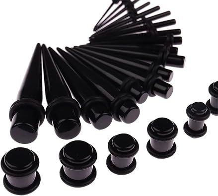 saerryor 50PCS Ear Stretching Kit 14G-00G Acrylic Ear Taper Silicone Tunnel