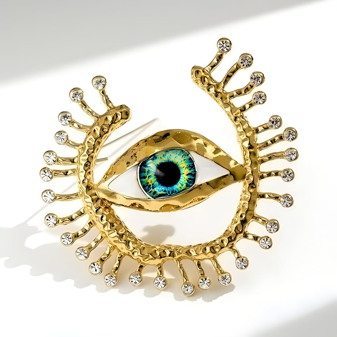 Vintage Evil Eye Brooch Pin Good Lucky Crystal CZ Evil Eye Lapel Pin for Women Unique Rhinestone Big Devil's Eye Brooch Wedding Party Birthday Coat Suit Dress Accessories Gifts