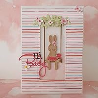 Vista 4 de Swing Bunny - Plantillas de corte de metal con diseño de conejo, hojas de flores, tarjetas de conejo, plantillas cortadas para álbumes de recortes