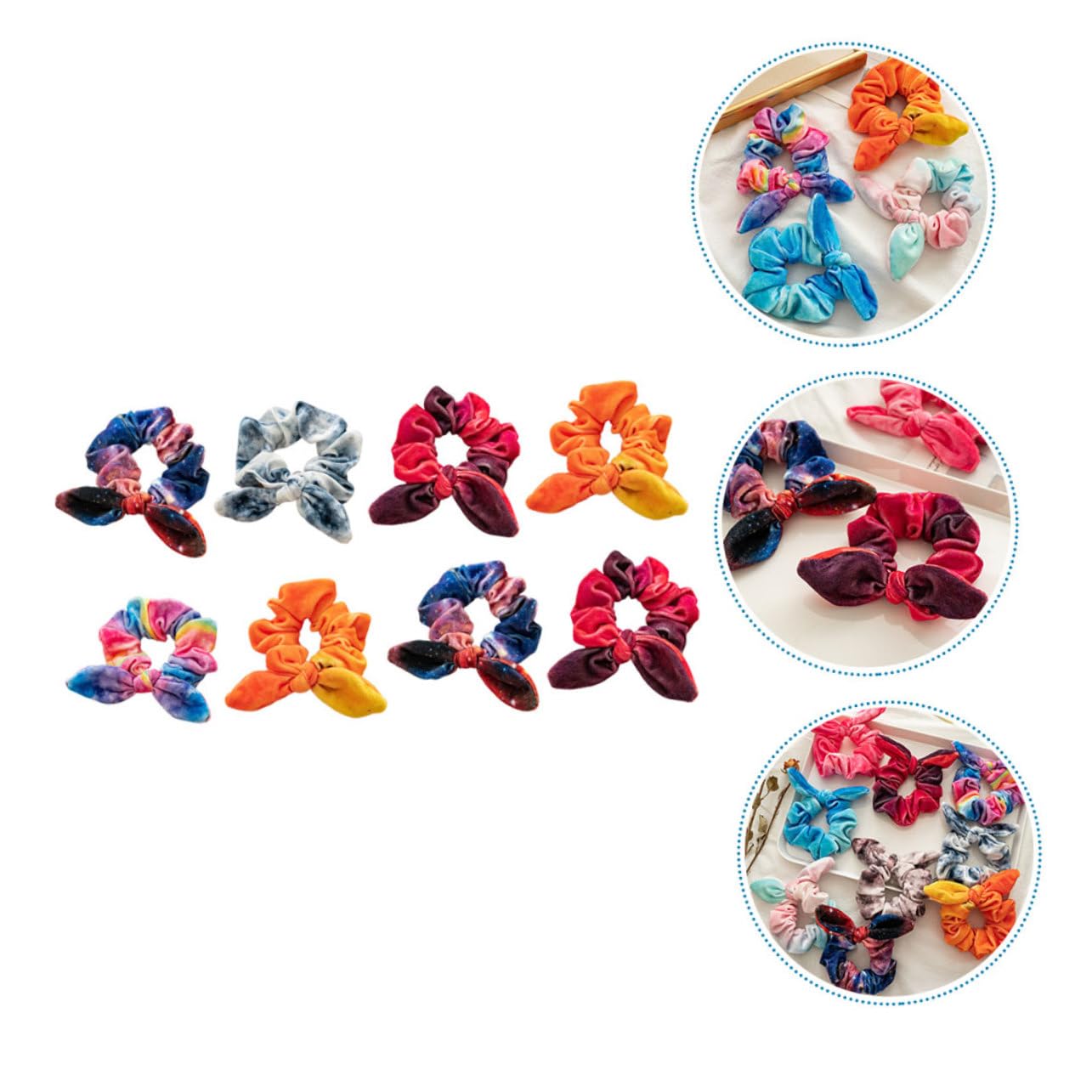 FRCOLOR Stück Haargummis Mit Hasenohren Haarschmuck Haarringe Mehrzweck Haargummis Gemusterte Satin Haarseile Pferdeschwanzhalter Stoff
