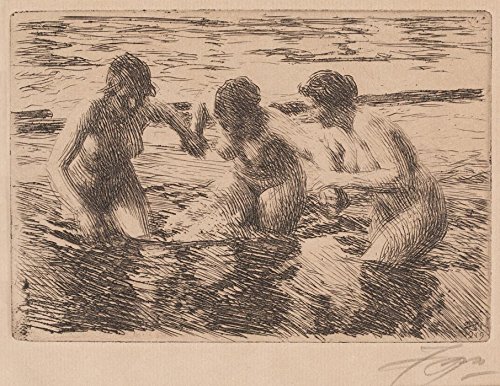 The Museum Outlet - Anders Zorn - Against the Current (etching) 1919 - Canvas (Medium)