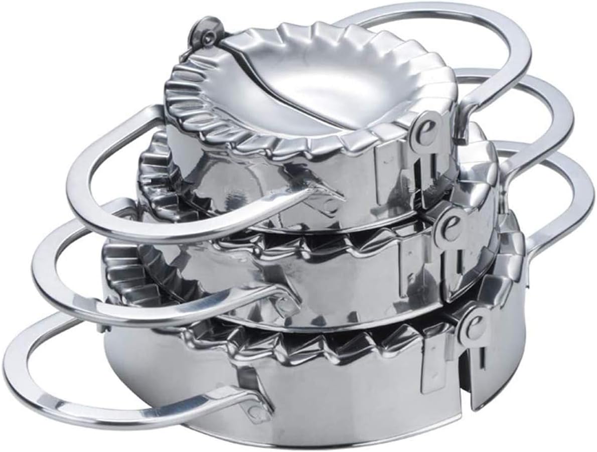 Ravioli Dumpling Maker Set, MKNZOME 3 Pcs Stainless Steel Manual Chinese Dumpling Pasty Molds Cutter Gyoza Empanada Mould Pierogi Pie Dough Pastry Wrapper Press Cutter
