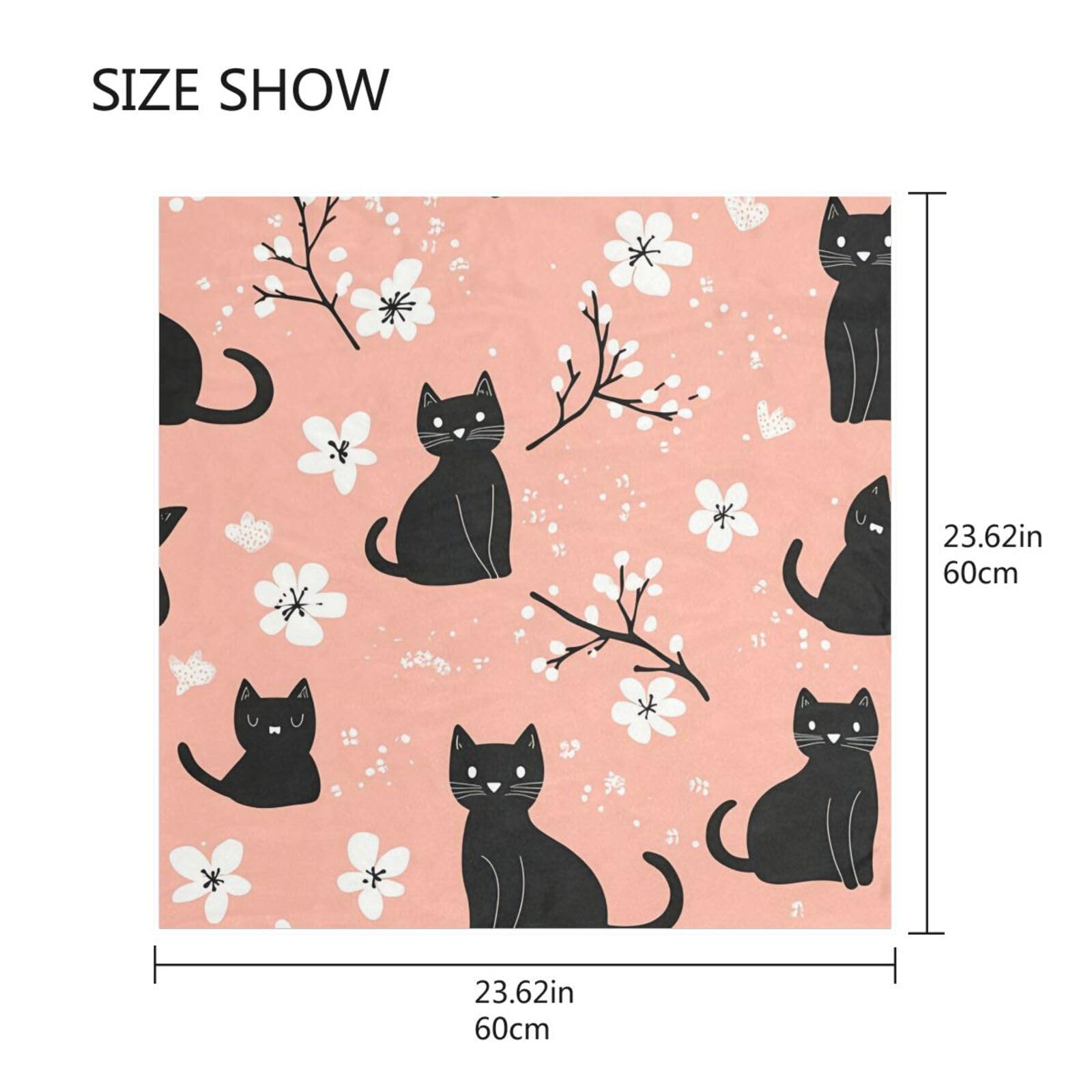 BOESI Doodle Black Cat and Flower Women's Headband, 23.62