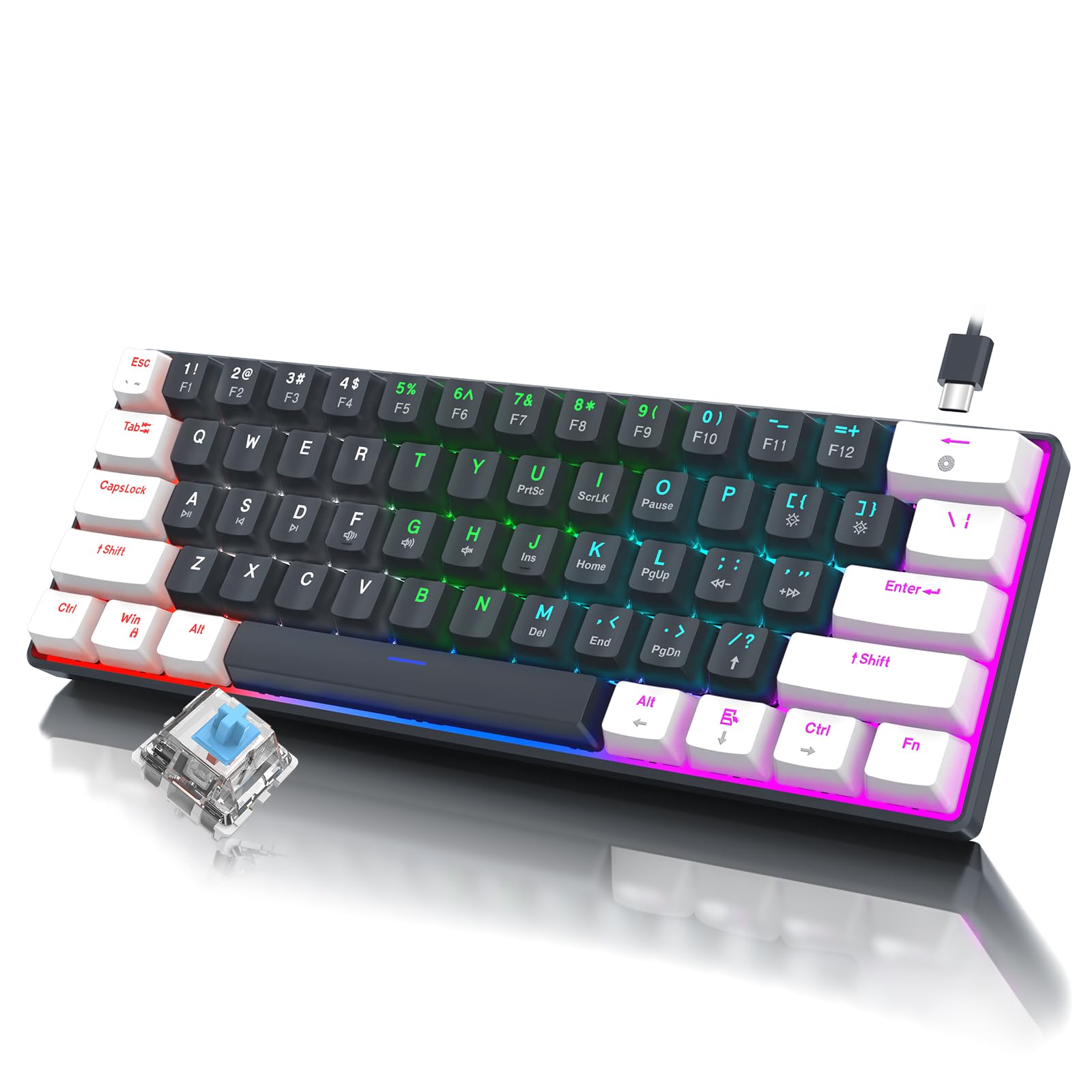 RK-4774　☆☆n Amazon.com: RAZEAK Portable 60 Percent Keyboard, Compact 61