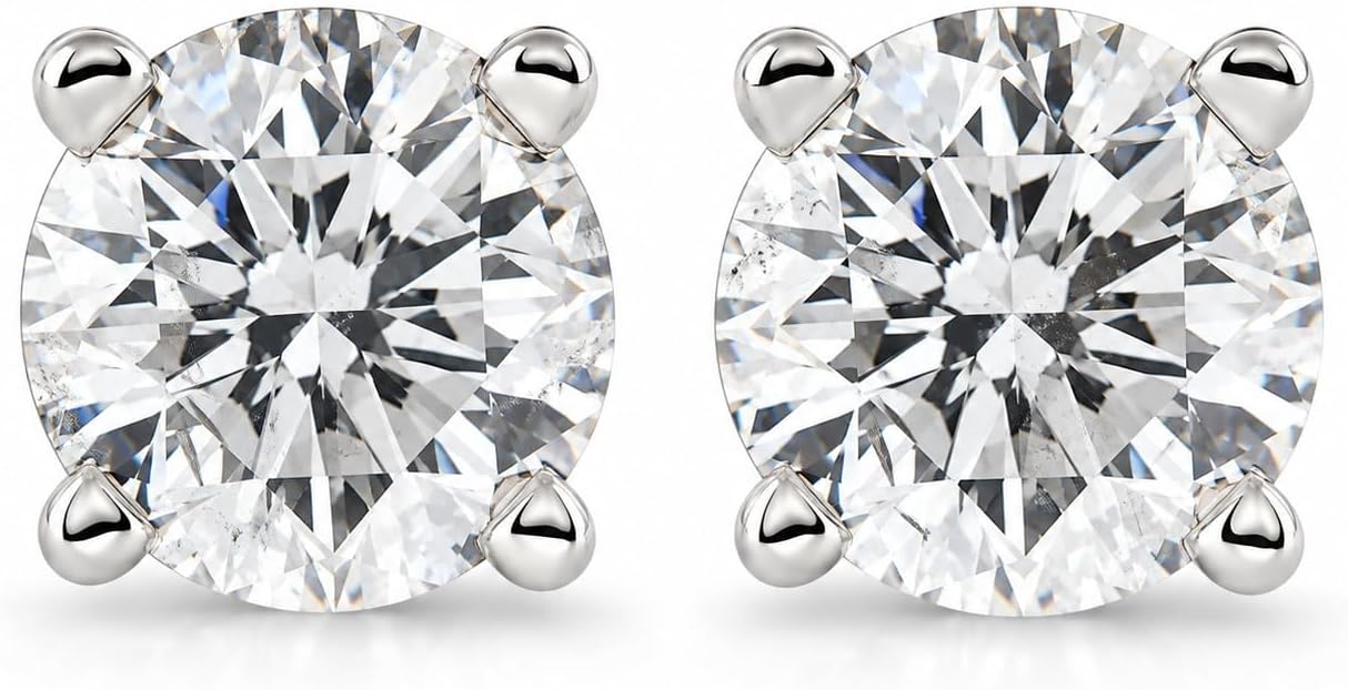 Pompeii 1/2Ct Round Brilliant Cut Diamond Stud Earrings in 14K Gold Classic
