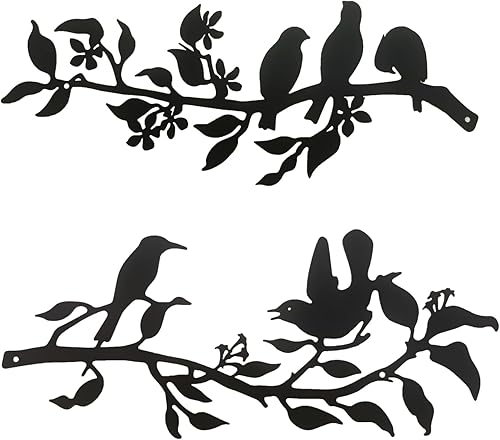 Miniatura 3 de Arte de pared de árbol de la vida de metal, arte de pared de pájaro y rama de metal, decoración de pared de metal, escultura de silueta artística,