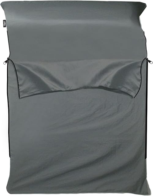 Frelaxy Sleeping Bag Liner, XL Travel Sheet & Camping Sheet for Backpacking, Hotel, Hostels & Traveling, Comfy & Easy Care, Full-Length Zipper/No Zipper, 4 Seasons Warm Cold Weather, Adults & Kids