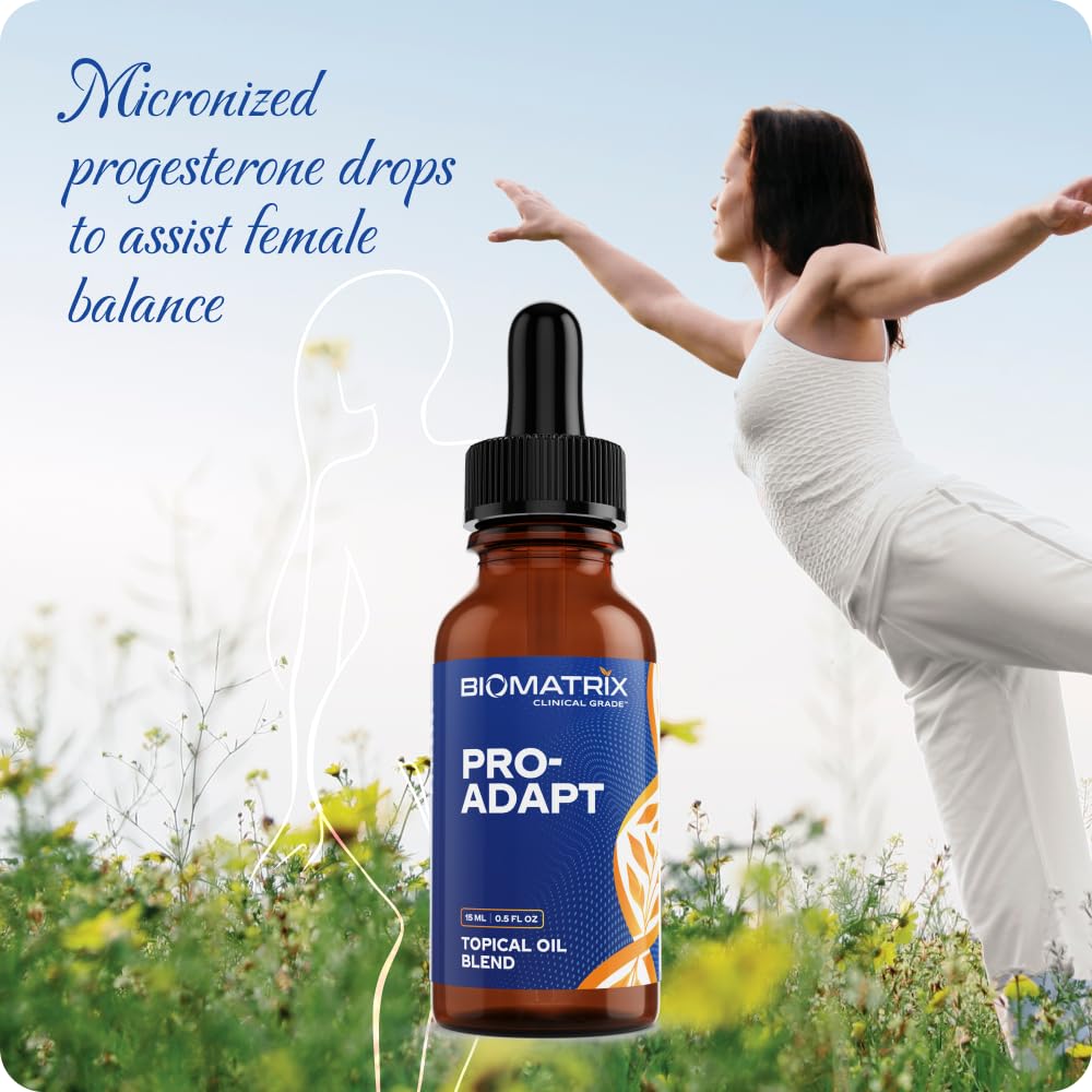 BioMatrix Progesterone, Micronized with Rice Bran Oil and Vitamin E | Bottle is 1/3 Full by Design Pro-Adapt 15 ml | 30-60 Day Supply