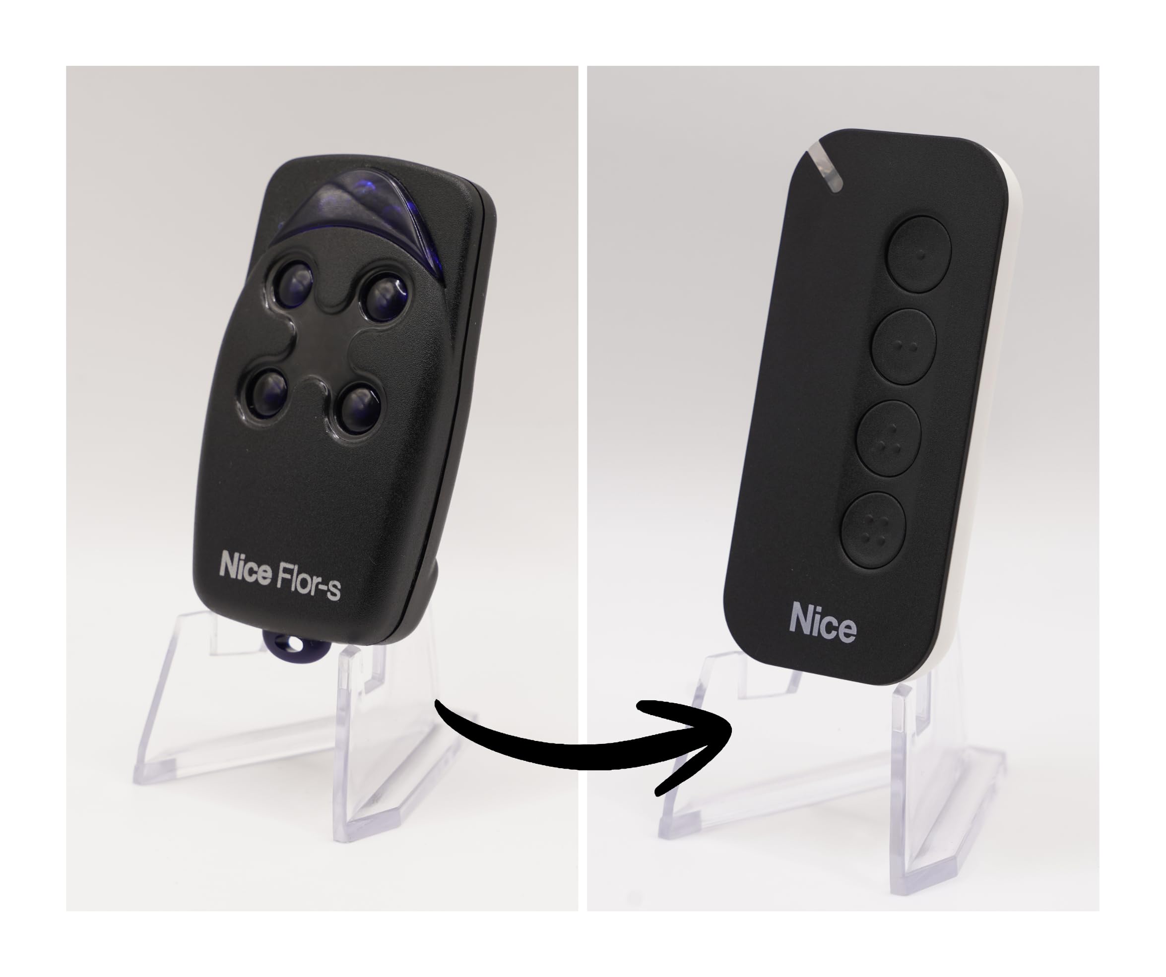 Nice FLO4R-S Devient MYGO4 - Télécommande 4 canaux pour portails et Garage - Rolling Code/O-Code 433,92 MHz - Compatible FLOX2R/FLOXI2R/OX2/OXIBD - Émetteur Officiel certifié + 1 Goodies DOMOBIP