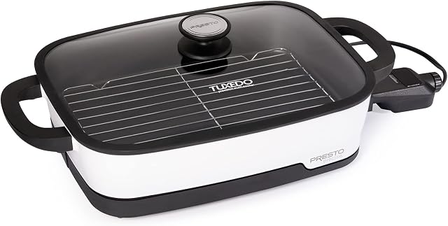 Presto 06854 Tuxedo digital precision skillet multi-cooker, Ceramic, Black and White