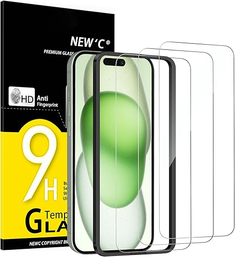 Miniatura 253 de NEW'C - Paquete de 3 protectores de pantalla para iPhone 14, iPhone 13, iPhone 13 Pro (6.1 pulgadas), protección mejorada de vidrio templado