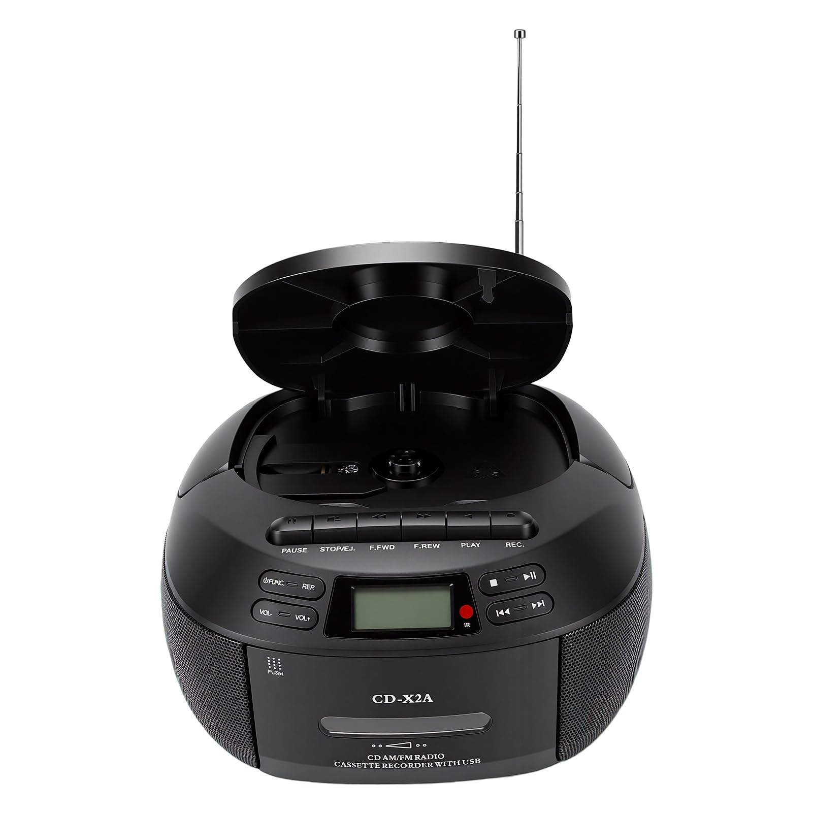 Przenośny Odtwarzacz CD z Magnetofonem Kasetowym Combo, Radio FM Bluetooth 5.1 AM z Odtwarzaniem Przez USB AUX do Domu i Podróży (wtyczka UE)