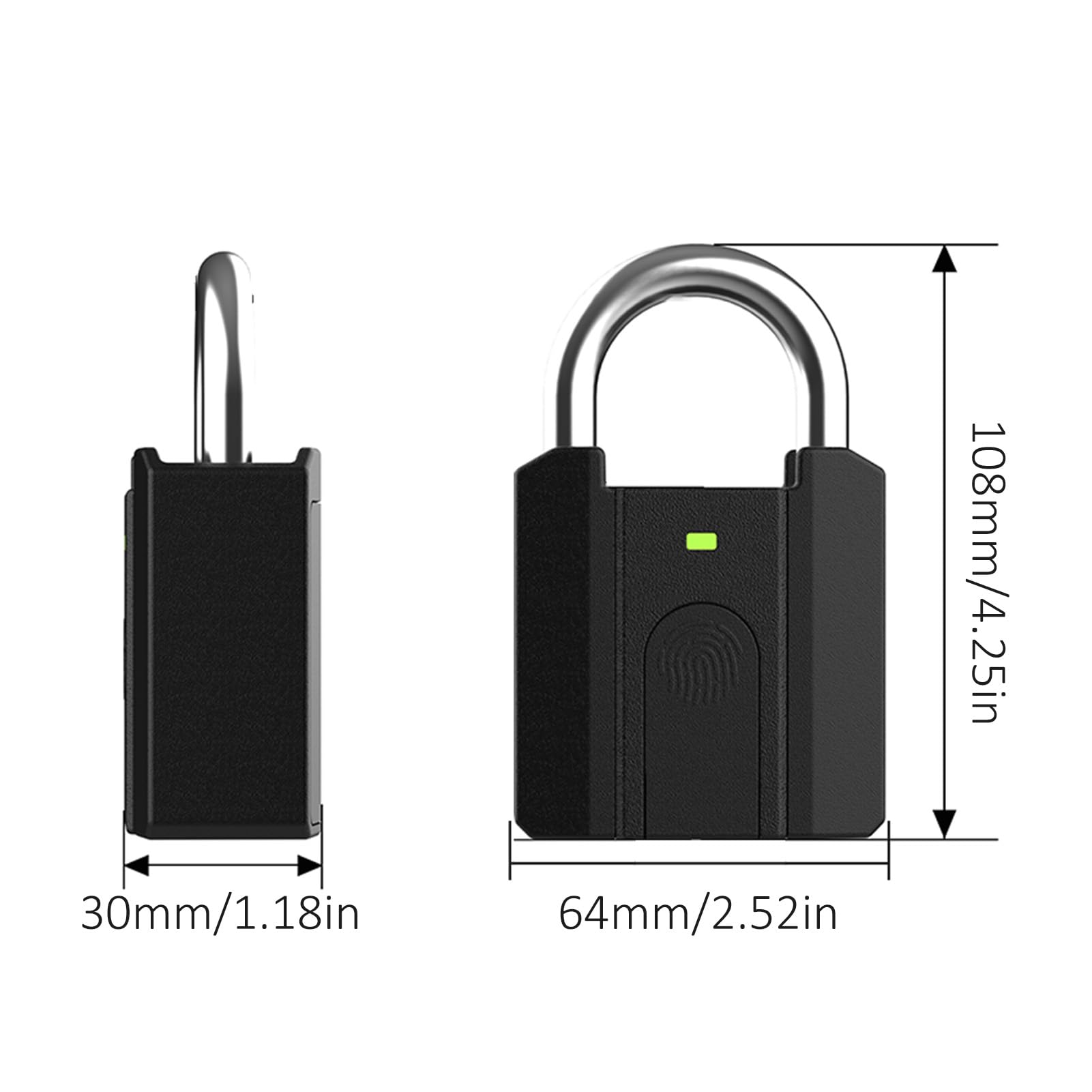 Cadenas Intelligent à Empreintes Digitales BT, Serrure Extérieure Robuste avec clé IP67 50, Stockage D'empreintes Digitales pour Clôture, Hangar, Porte de Piscine, Entrepôt