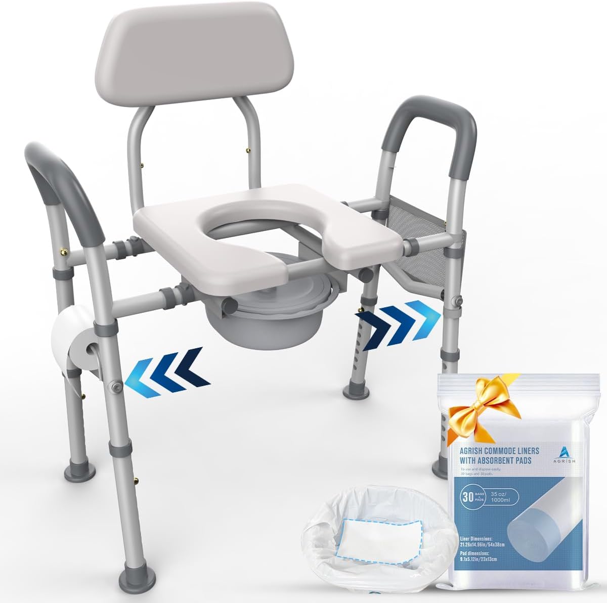 Portable Bedside Commode Toilet Chair for Elderly,Adult