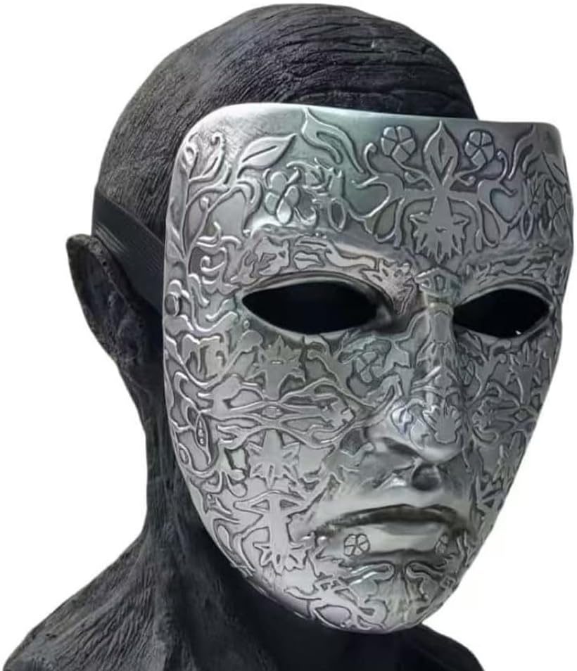 Resin Baldwin of Jerusalem Mask, Halloween Cosplay Masquerade Full Face Costume Prop for Adults - Silver