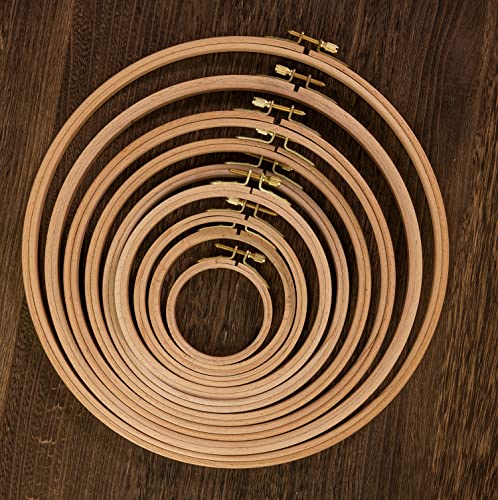 Image of Ebherys Embroidery Hoops 2 PCS a Set of 8Inches, Beech Wood Round Hand Embroidery Hoops, Cross Stitch Hoops (8Inch(no Cloth))