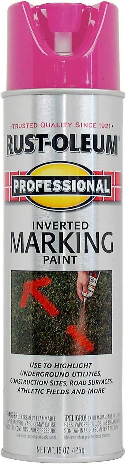 Rust-Oleum 255641 Professional Inverted Marking Spray Paint, 15 oz, Fluorescent Pink : Everything Else
